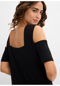 bonprix - Shirt z wycięciami. Kolor: czarny. Styl: elegancki #2