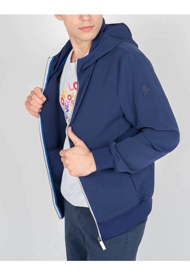 Invicta Bluza "Full-Zip" | 4454263 | Mężczyzna | Granatowy. Okazja: na co dzień. Typ kołnierza: kaptur. Kolor: niebieski. Materiał: poliester. Wzór: aplikacja. Styl: casual