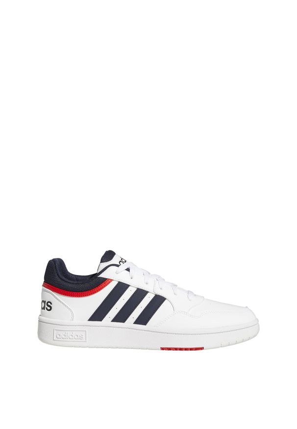 Buty do chodzenia męskie Adidas Hoops 3.0 Low Classic Vintage Shoes. Okazja: na co dzień. Wysokość cholewki: przed kostkę. Kolor: biały, czerwony, wielokolorowy, czarny. Sport: turystyka piesza