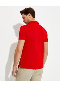 Ralph Lauren - RALPH LAUREN - Czerwona koszulka polo Stretch Slim Fit. Typ kołnierza: polo. Kolor: czerwony. Materiał: bawełna, prążkowany. Wzór: haft #5