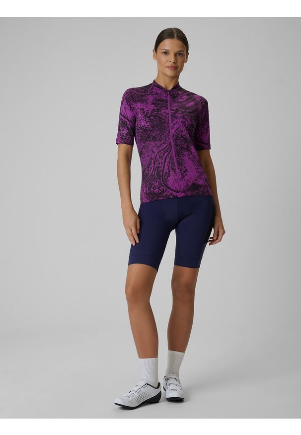 4f - 4F Koszulka kolarska damska - fioletowa M. Kolor: fioletowy. Materiał: tkanina, włókno, skóra, materiał. Długość rękawa: raglanowy rękaw. Długość: długie. Sport: kolarstwo