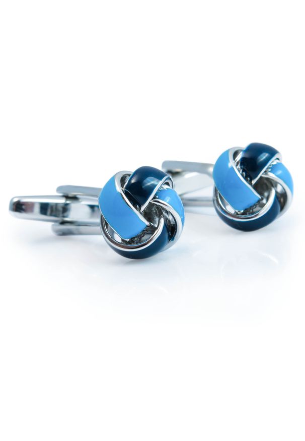 Modini - Spinki do mankietów - niebiesko-granatowe węzełki A168. Kolor: niebieski