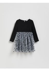 Reserved - Sukienka z tiulowym dołem - czarny. Kolor: czarny. Materiał: tiul #1