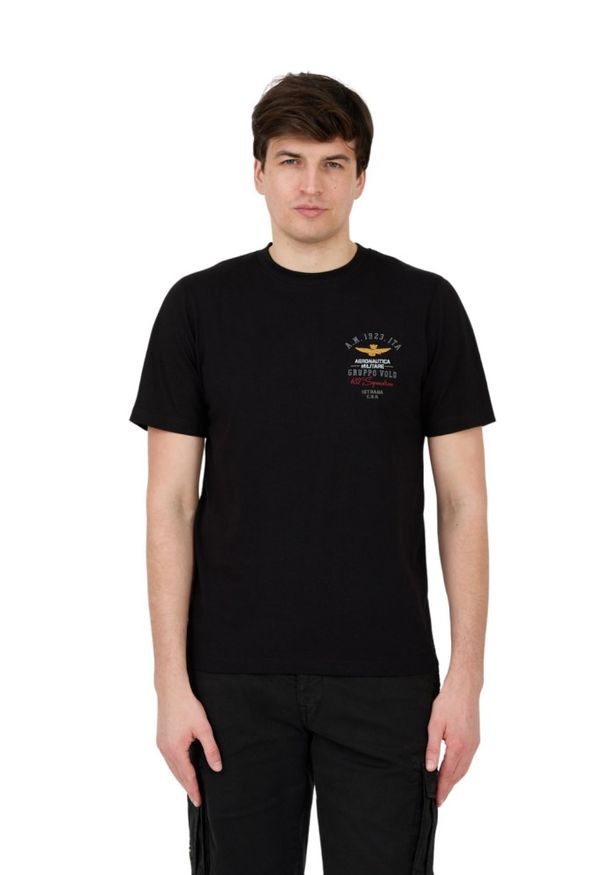 Aeronautica Militare - AERONAUTICA MILITARE Czarny t-shirt Short Sleeve. Kolor: czarny