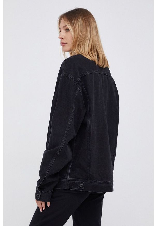 Pepe Jeans Kurtka jeansowa bawełniana kolor czarny przejściowa. Kolor: czarny. Materiał: bawełna