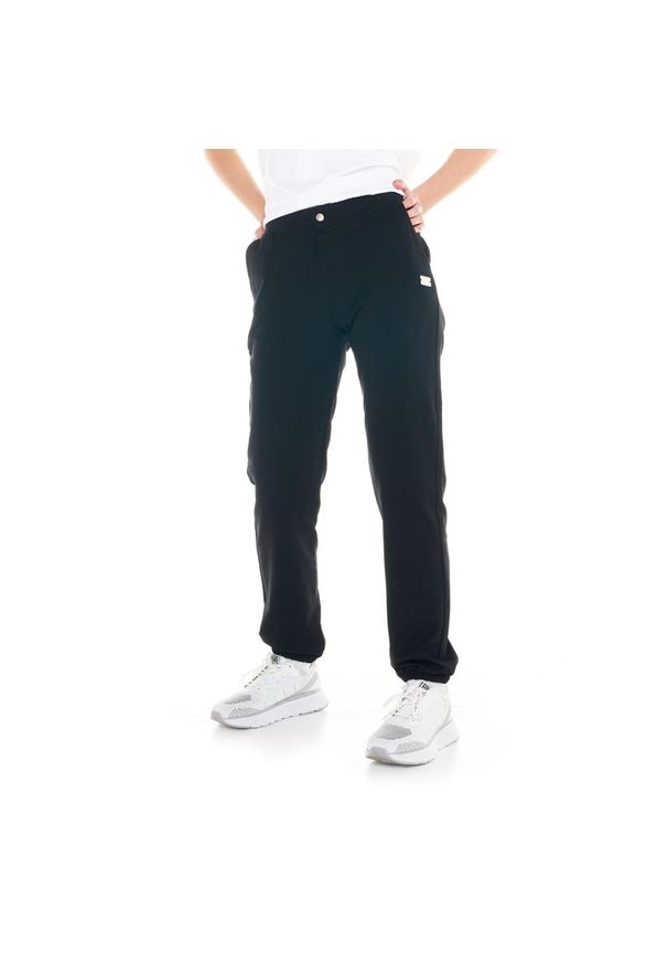 LEONE 1947 APPAREL - Damskie joggery Cristal Shine. Kolor: czarny. Materiał: tkanina. Sport: fitness