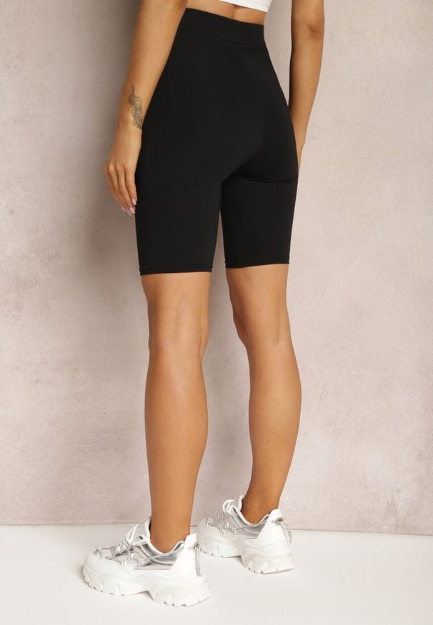 Renee - Czarne Szorty Kolarki przed Kolano z Bawełny Mellodia. Okazja: na co dzień. Stan: podwyższony. Kolor: czarny. Materiał: bawełna. Styl: elegancki, casual