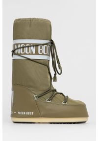Moon Boot - Śniegowce Nylon 14004400.MOON.BOOT.NYLO-CREAM. Nosek buta: okrągły. Zapięcie: sznurówki. Kolor: zielony. Materiał: nylon #1
