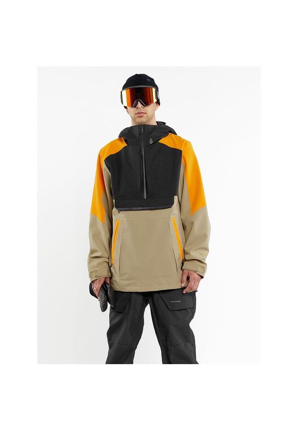 Kurtka snowboardowa męska Volcom Brighton Pullover. Kolor: wielokolorowy, czarny, pomarańczowy. Sezon: zima. Sport: snowboard