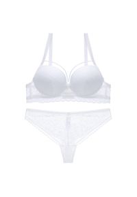 Intica - Komplet bieliźniany z usztywnianym biustonoszem i koronką Jolynn. Kolor: biały. Materiał: koronka. Wzór: koronka