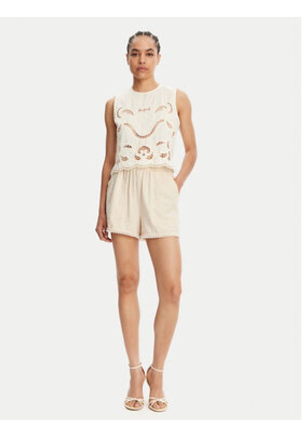 TwinSet - TWINSET Top 251TT2165 Beżowy Loose Fit. Kolor: beżowy. Materiał: bawełna