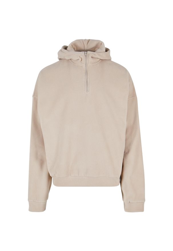 Polarowa bluza z kapturem zapinana do połowy Urban Classics Oversize. Typ kołnierza: kaptur. Kolor: beżowy. Materiał: polar