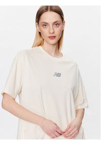 New Balance T-Shirt WT31511 Beżowy Oversize. Kolor: beżowy. Materiał: bawełna #3