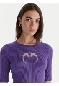 Pinko - PINKO Bluzka Tritone Maglia 102017 A18M Fioletowy Slim Fit. Kolor: fioletowy. Materiał: wełna
