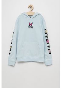 Vans bluza bawełniana dziecięca z kapturem z nadrukiem. Okazja: na co dzień. Typ kołnierza: kaptur. Kolor: niebieski. Materiał: bawełna. Wzór: nadruk. Styl: casual #1