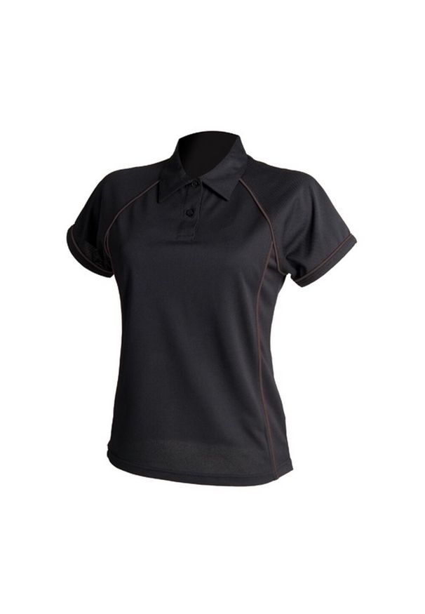 FINDEN & HALES - Damska Koszulka Polo Z Nadrukiem. Typ kołnierza: polo. Kolor: czarny, zielony, brązowy, wielokolorowy. Wzór: nadruk