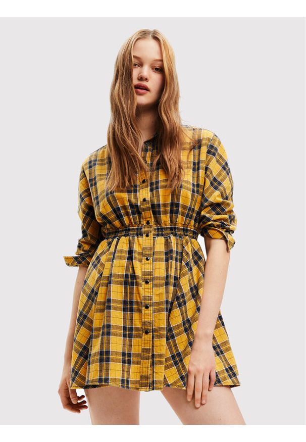 Desigual Sukienka koszulowa Verona 22WWVW69 Żółty Regular Fit. Kolor: żółty. Materiał: bawełna. Typ sukienki: koszulowe