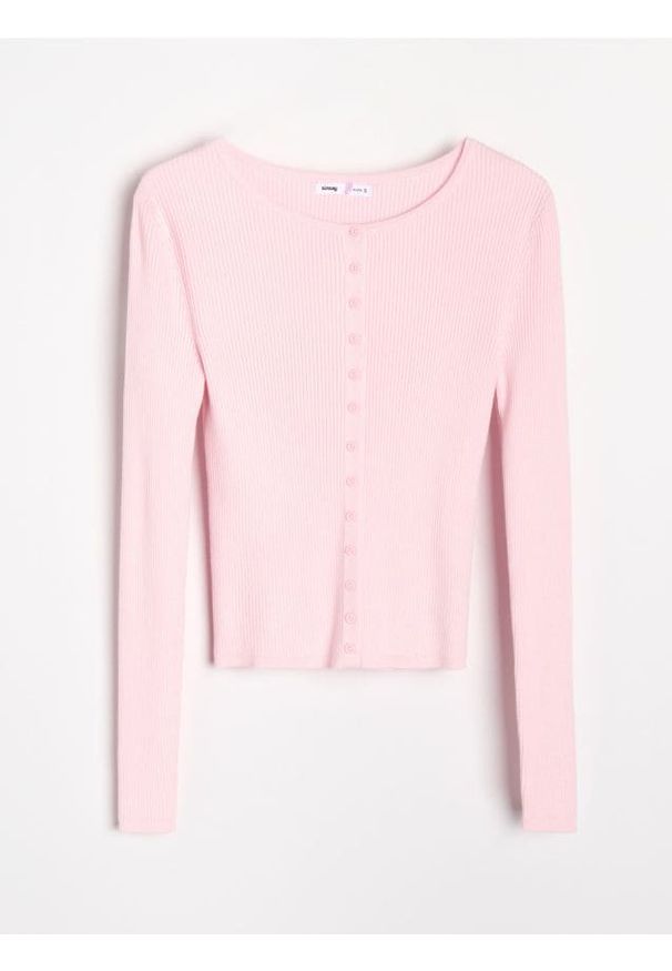 Sinsay - Wiskozowy kardigan - różowy. Kolor: różowy. Materiał: wiskoza