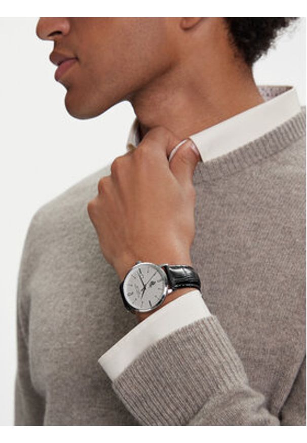 U.S. Polo Assn. Zegarek Dorian USP7273ST Czarny. Kolor: czarny. Materiał: skóra