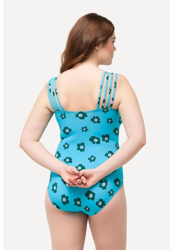 ULLA POPKEN - Damski Kostium kąpielowy mieszanka wzorów miękkie miseczki z recyklingu. Kolekcja: plus size. Kolor: niebieski. Materiał: elastan, poliamid, materiał