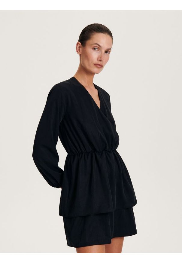 Reserved - Sukienka mini - czarny. Kolor: czarny. Materiał: tkanina. Długość: mini
