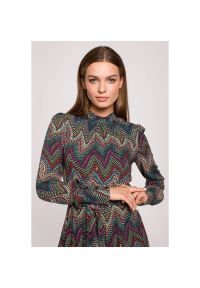 Stylove - Długa sukienka BOHO z falbankami i długim rękawem zielona. Okazja: do pracy, na imprezę. Typ kołnierza: kołnierz z falbankami. Kolor: zielony. Długość rękawa: długi rękaw. Styl: boho. Długość: maxi #3