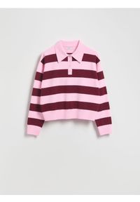 Reserved - Sweter polo z wiskozą - bordowy. Typ kołnierza: polo. Kolor: czerwony. Materiał: wiskoza