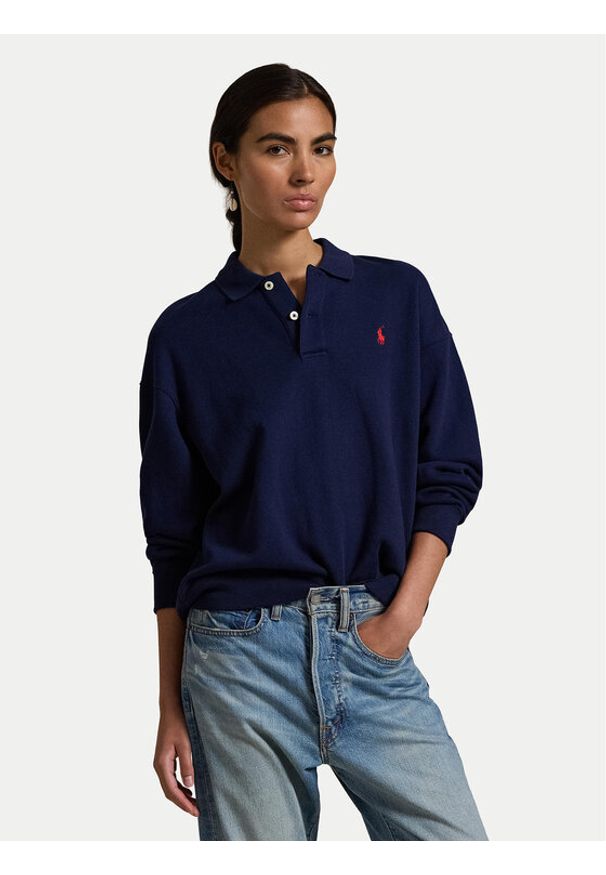 Polo Ralph Lauren Bluza 211947966007 Granatowy Relaxed Fit. Typ kołnierza: polo. Kolor: niebieski. Materiał: bawełna