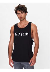 Calvin Klein Swimwear Tank top KM0KM00837 Czarny Regular Fit. Kolor: czarny. Materiał: bawełna