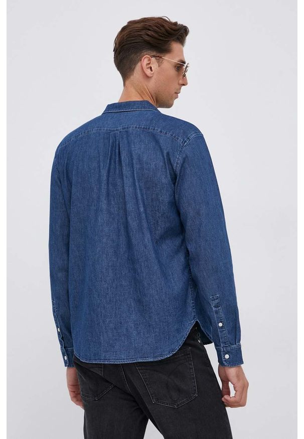 GAP - Koszula jeansowa. Okazja: na co dzień. Typ kołnierza: button down. Kolor: niebieski. Materiał: jeans. Styl: casual