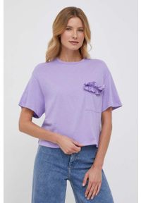 United Colors of Benetton t-shirt bawełniany kolor fioletowy. Kolor: fioletowy. Materiał: bawełna. Styl: klasyczny #1
