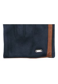 EM Men's Accessories - Miękkie i Delikatne Rękawiczki Męskie - Bawełniane - Granat z Brązem. Kolor: brązowy. Materiał: poliester, bawełna. Wzór: aplikacja. Sezon: zima, jesień #2