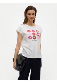 Vero Moda T-Shirt Cysma 10328272 Biały Regular Fit. Kolor: biały. Materiał: bawełna