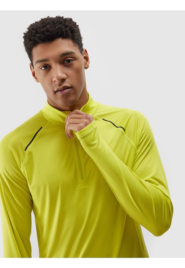 4f - 4F Longsleeve do biegania szybkoschnący męski - zielony XXL. Typ kołnierza: kołnierzyk stójkowy. Kolor: zielony. Długość: krótkie. Wzór: gładki, jednolity, ze splotem. Materiał: włókno, elastan, dzianina, materiał, syntetyk. Długość rękawa: długi rękaw. Sezon: lato. Styl: klasyczny. Sport: bieganie, fitness