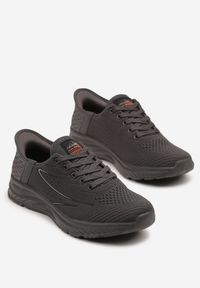 Born2be - Ciemnoszare Buty Sportowe Sneakersy z Ozdobnym Tłoczeniem Axedla. Okazja: na co dzień. Kolor: szary. Materiał: jeans. Wzór: aplikacja #3