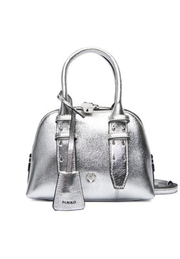 Pinko - PINKO Torebka Bowling Bag Zip Mini AI 25-26 PLTT 105333 A0QO Srebrny. Kolor: srebrny. Materiał: skórzane