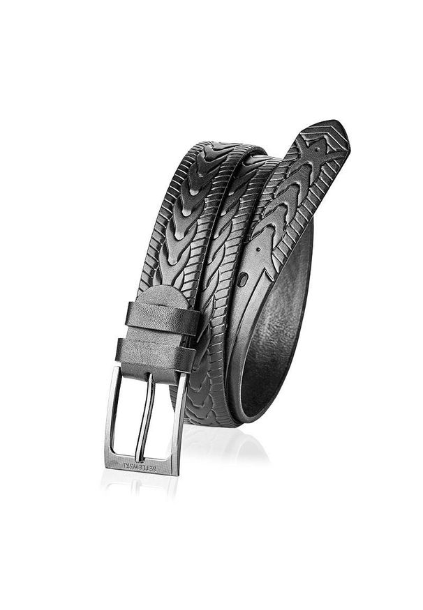 Betlewski - Skórzany pasek BETLEWSKI LIC30-W3 90 czarny. Kolor: czarny. Materiał: skóra