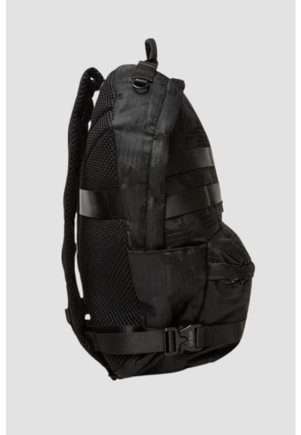 Guess - GUESS Czarny męski plecak Asti Rounded. Kolor: czarny. Materiał: poliester. Styl: casual