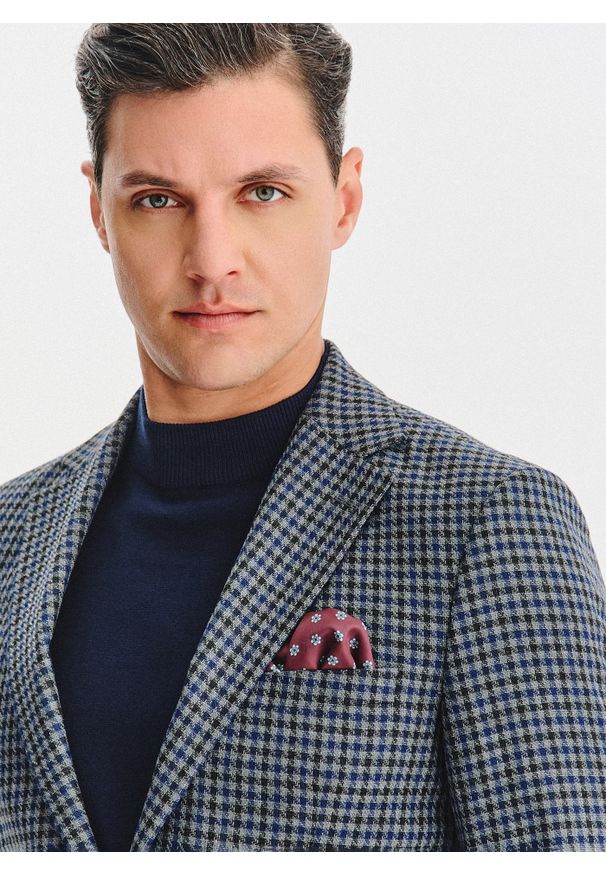 Pako Lorente - PAKO LORENTE – Granatowa marynarka w drobną kratę. Kolor: niebieski. Materiał: poliester, elastan, wiskoza. Sezon: jesień