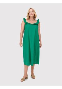 ONLY Carmakoma Sukienka codzienna Ally 15262056 Zielony Regular Fit. Okazja: na co dzień. Kolor: zielony. Materiał: bawełna. Typ sukienki: proste. Styl: casual #1
