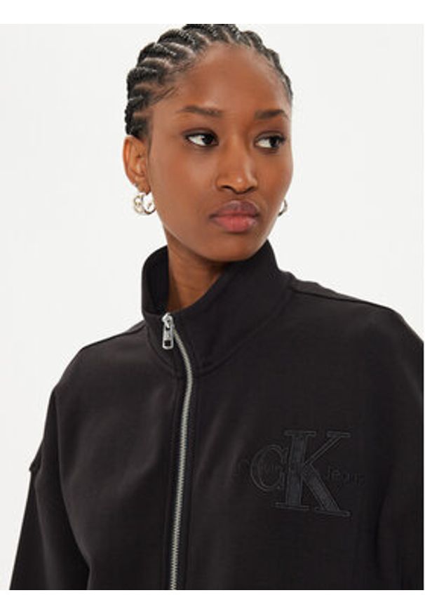 Calvin Klein Jeans Bluza Satin Applique J20J223922 Czarny Relaxed Fit. Kolor: czarny. Materiał: bawełna