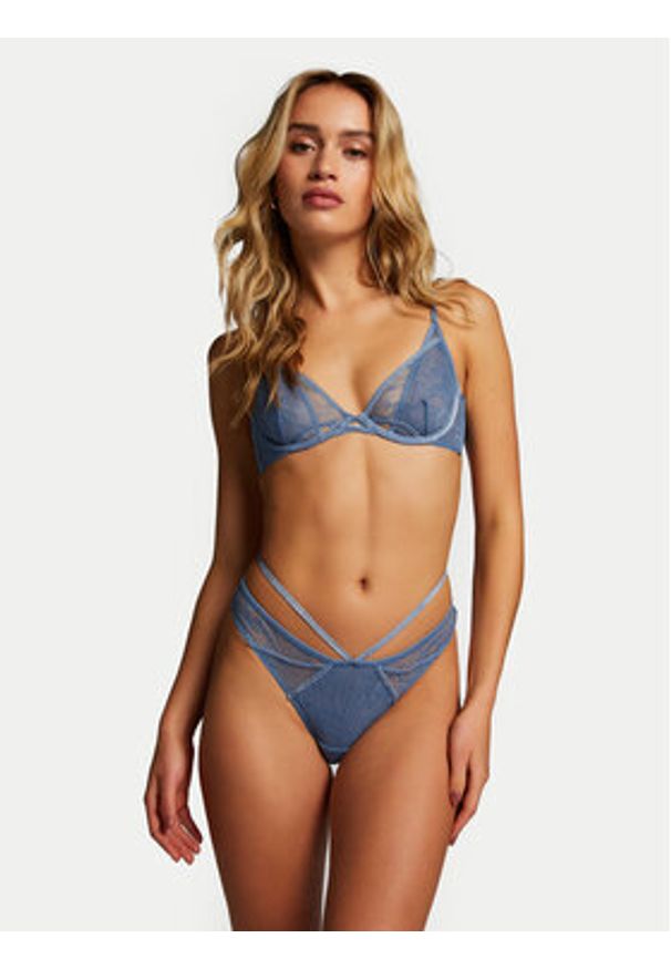 Hunkemöller Stringi Molly 204622 Niebieski. Kolor: niebieski. Materiał: syntetyk