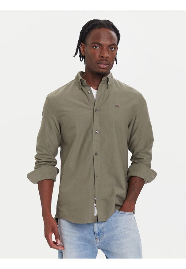 Tommy Jeans Koszula DM0DM21298 Zielony Regular Fit. Kolor: zielony. Materiał: bawełna