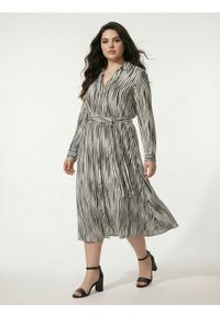 Sinsay - Wiskozowa koszulowa sukienka midi w paski - wielobarwny. Materiał: wiskoza. Wzór: paski. Typ sukienki: koszulowe. Długość: midi #1