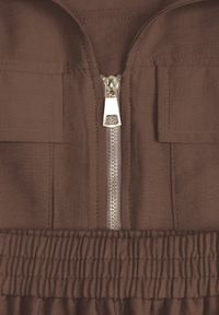 Renee - Brązowy Komplet Utility z Wiskozy Spodnie i Bluzka na Suwak ze Ściągaczem Petolira. Kolor: zielony. Materiał: wiskoza #7