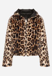 Born2be - Czarna Pikowana Kurtka Dwustronna ze Stójką i Ściągaczem z Futerkiem w Panterkę Cesila. Okazja: na co dzień. Typ kołnierza: kołnierzyk stójkowy. Kolor: czarny. Materiał: futro. Długość rękawa: długi rękaw. Długość: długie. Wzór: motyw zwierzęcy. Styl: klasyczny, casual #5