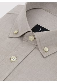 Pako Lorente - PAKO LORENTE – Gładka koszula męska beżowa długi rękaw. Okazja: na co dzień. Kolor: beżowy, zielony. Materiał: bawełna. Długość rękawa: długi rękaw. Długość: długie. Wzór: gładki. Styl: casual #2