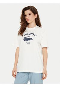 Lacoste T-Shirt TH2733 Écru Regular Fit. Materiał: bawełna