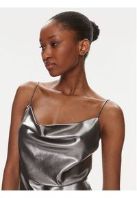 ROTATE Sukienka koktajlowa Metallic Mini Slip 1116472293 Srebrny Regular Fit. Kolor: srebrny. Materiał: syntetyk. Styl: wizytowy. Długość: mini