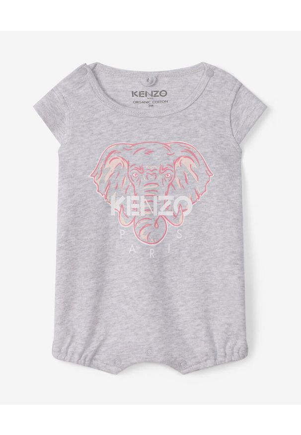 Kenzo kids - KENZO KIDS - Szare śpioszki Elephant 0-2 lat. Kolor: szary. Materiał: bawełna. Wzór: nadruk